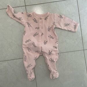 Petit Lem Blush Bunny Print Footie